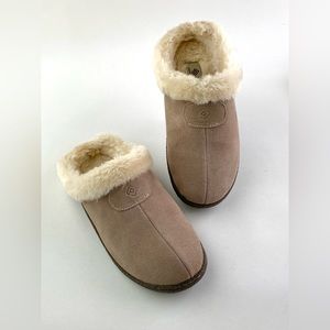 Dream Paris Suede and Faux Fur Mule-style Slippers
